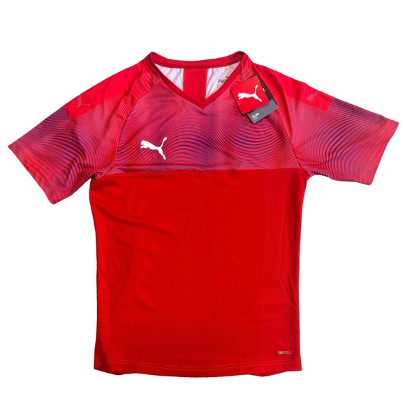 Puma Tops - Puma Cup Jersey Womens Red Slim Fit DryCell Soccer Shirt Sz Small